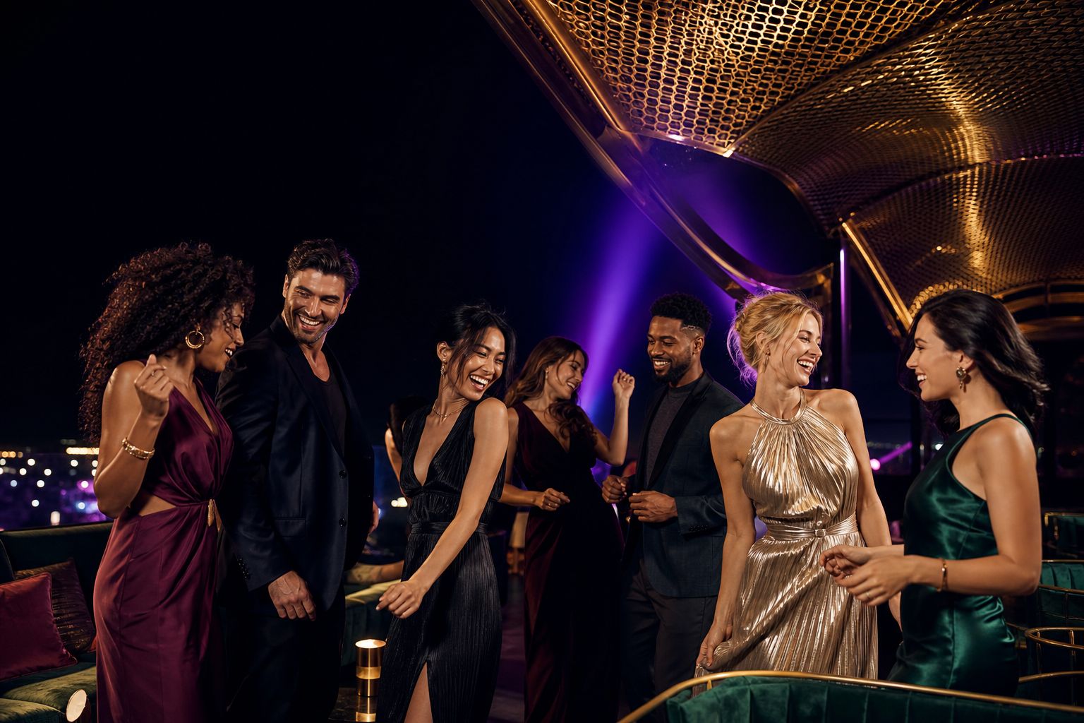 Conceptual editorial scene for Velvet Rope Circuit; no real venue, guest, or delivered service is shown